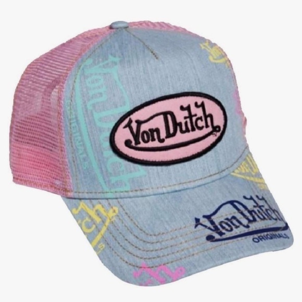 Von Dutch Unisex Trucker Hat, Adult, Lt Denim Pink, OS New with tags
